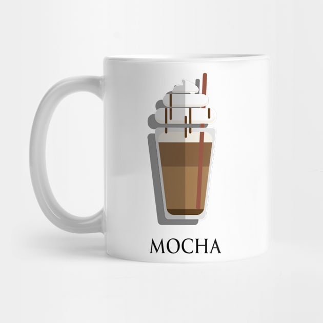 Iced Cold Mocha coffee with whipped cream front view flat design style by FOGSJ